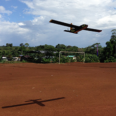 An unmanned aircraft flying through the sky