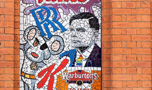 A mosaic including a portrait of Alan Turing